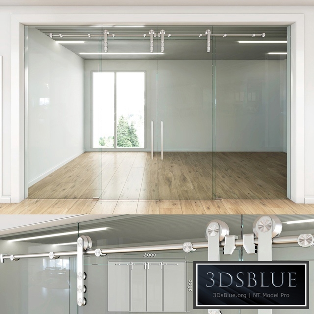 Glass partition with sliding doors - 4