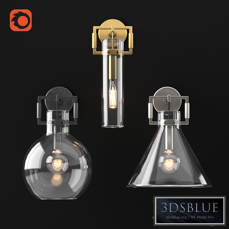 RH Machinist Glass Sconce Set