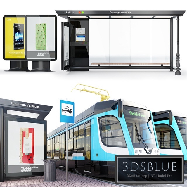 Tram car series -71-623 Russia \ Modern stop + environment.