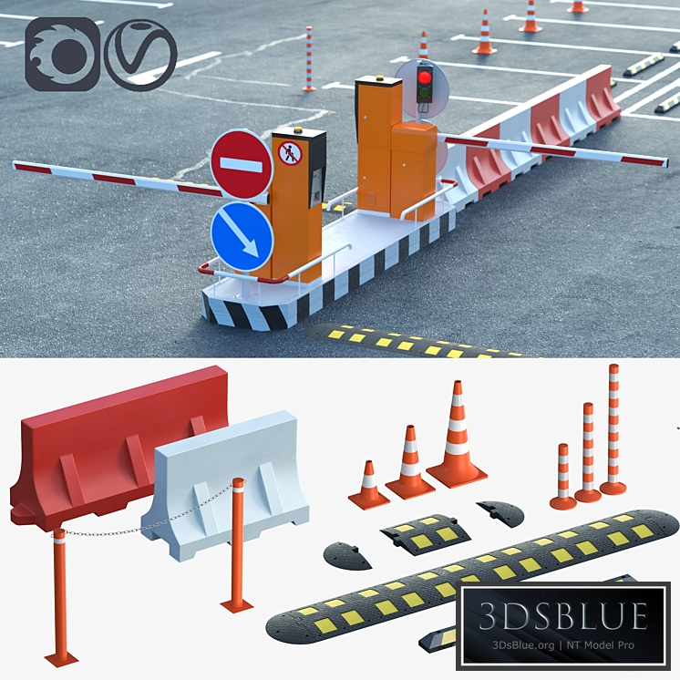 Equipment for the creation of parking lots, road fences