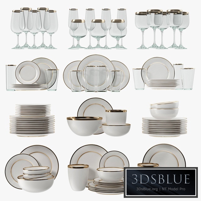 Modern glasses and plates