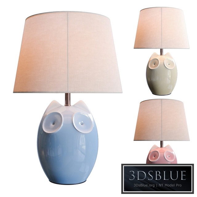 Lighting and Interiors - Hector Owl Table Lamp (blue, cream, pink)
