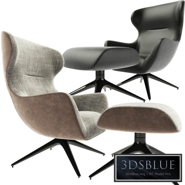 Poliform Mad Joker Revolving Armchair With Ottoman