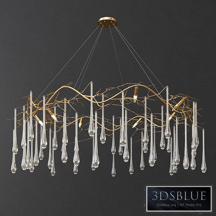 Brass and Glass Teardrop Chandelier