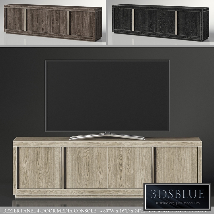 BEZIER PANEL 4-DOOR MEDIA CONSOLE
