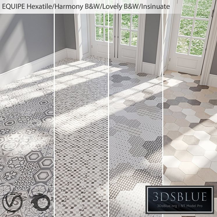 EQUIPE Hexatile / Harmony B & W / Lovely B & W / Insinuate Garden / Sand / Black / Gray / Mink / Mud / Sand / White