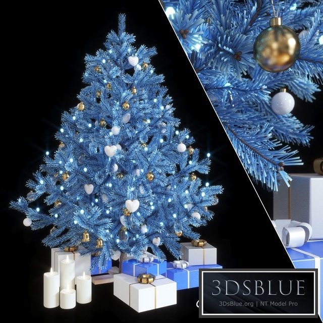 Fir-tree artificial New Year&#39;s blue