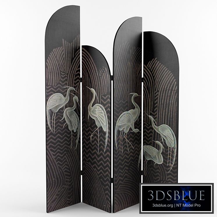 Jean Dunand Silk Heron Screen 1930s