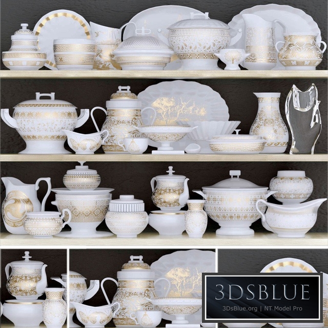 Classic dinnerware set with porcelain and gold leaf 5