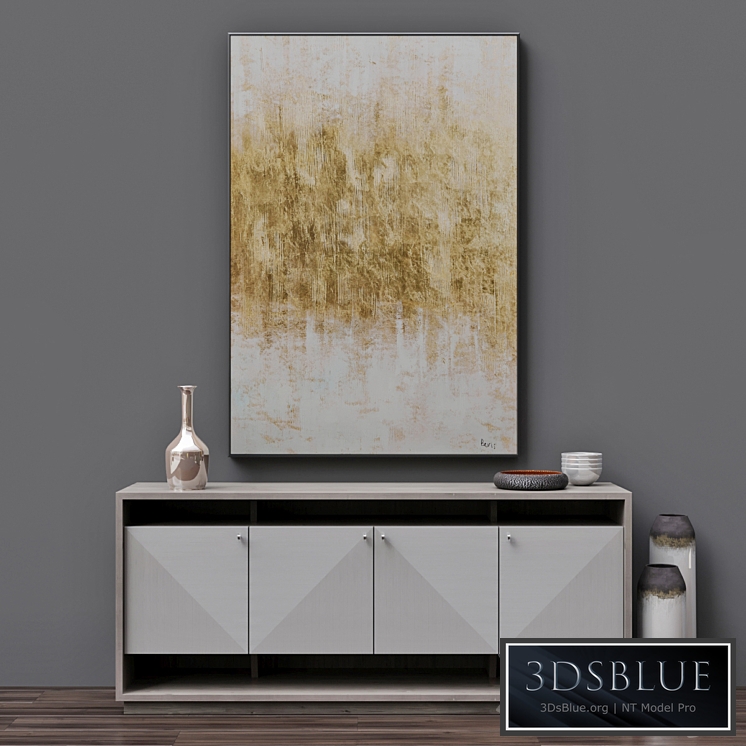 Axiom Entertainment Console + "Golden Mist" Wall Art by Bevis