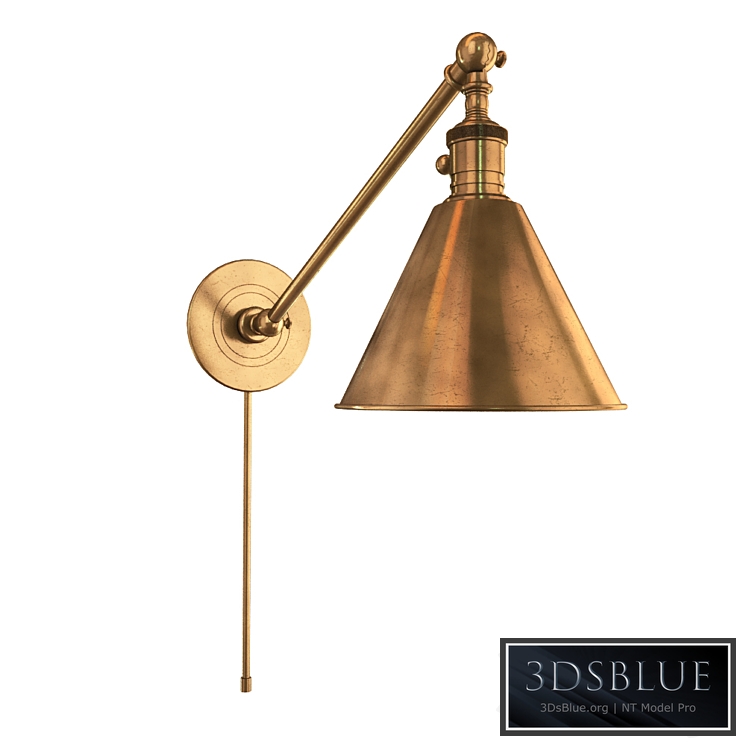 EF Chapman Boston 18 inch 60 watt Hand-Rubbed Antique Brass Single Arm Library Wall Light