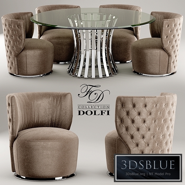 Table and chair sedia capitonne girevole dolfi