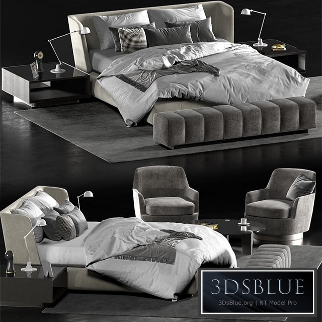 Minotti creed bed, Minotti Jacques chair