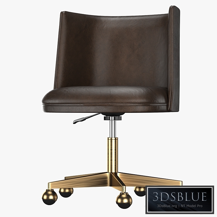 KINNEY LEATHER DESK CHAIR - ANTIQUED BRASS