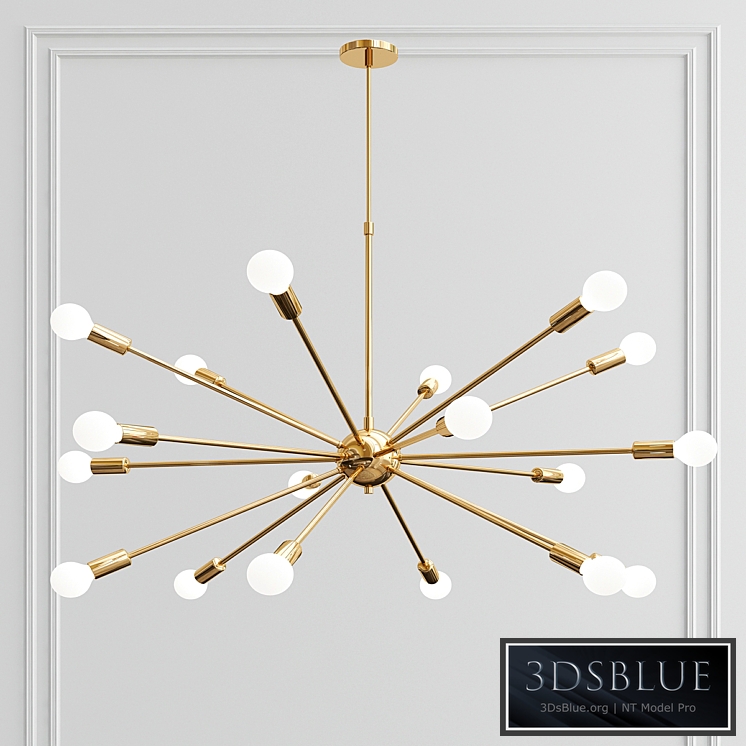 Modern Polished Brass Sputnik Chandelier