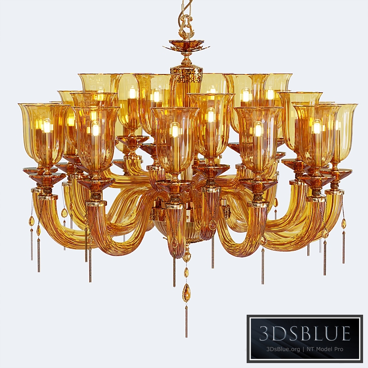 Chandelier Euroluce Julienne Amber L12 + 6 + 6 Glass