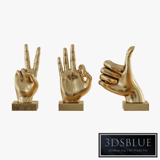Metallic Hand 3 Piece Figurine Set