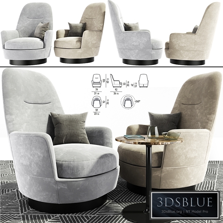 Minotti Jacques Arm chair With Table