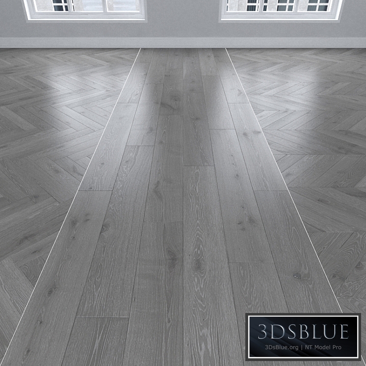 Parquet Oak gray, 3 types: herringbone, linear, chevron.