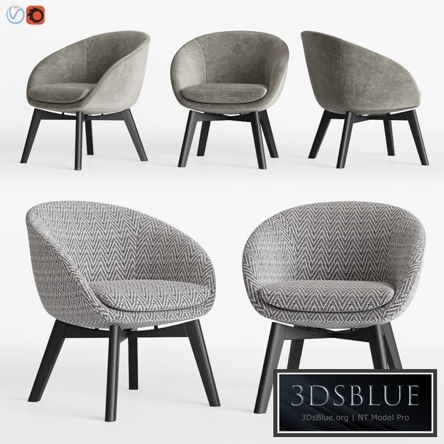 Minotti Russell Little Lounge Fixed Armchair