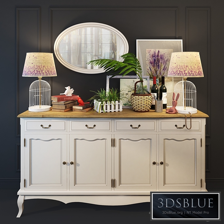 Chest "Leontina" with drawers and doors, beige. Whatnot.