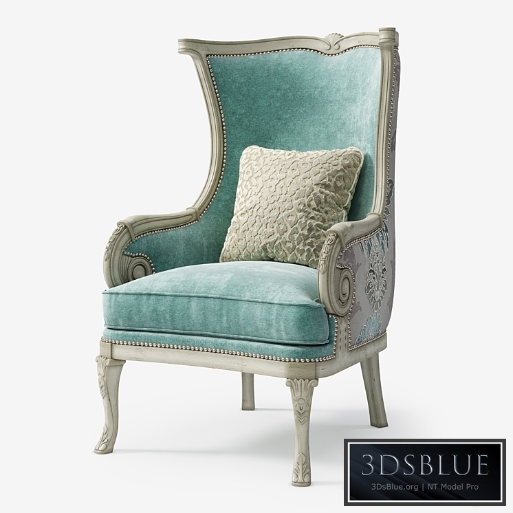 Massoud: Silver Damask Chair