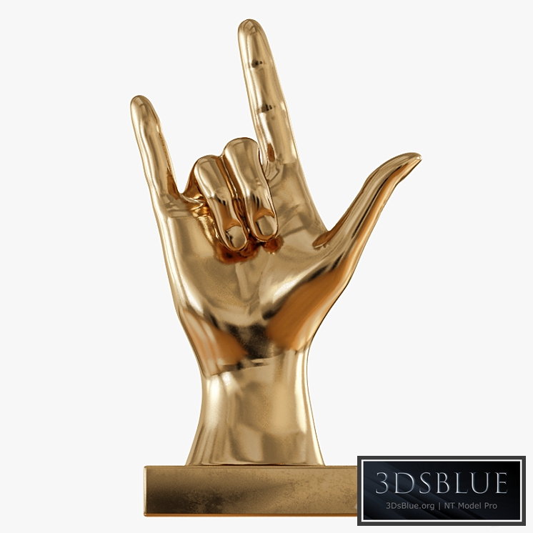 Figurine hand rock on table top