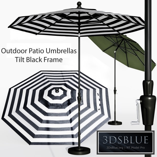 Outdoor Patio Umbrellas Tilt Black Frame