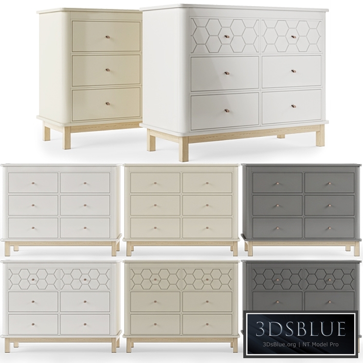 ipse-classic \ Classic chest 6 drawers [White, milky, gray] with milling.