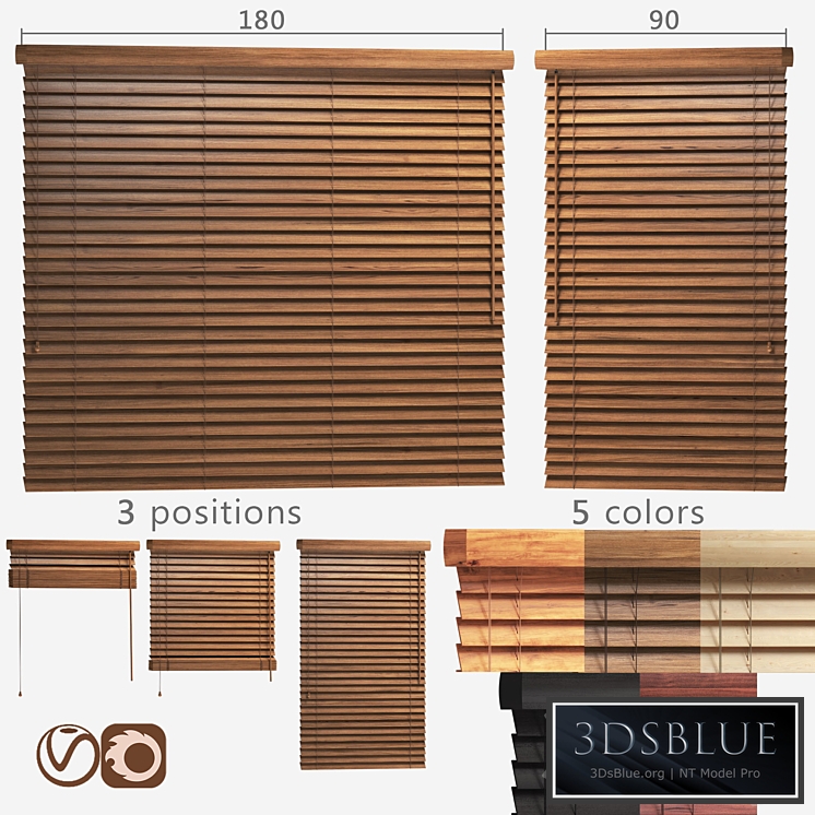 Wooden blinds 50mm, 2 options of width 90 and 180cm