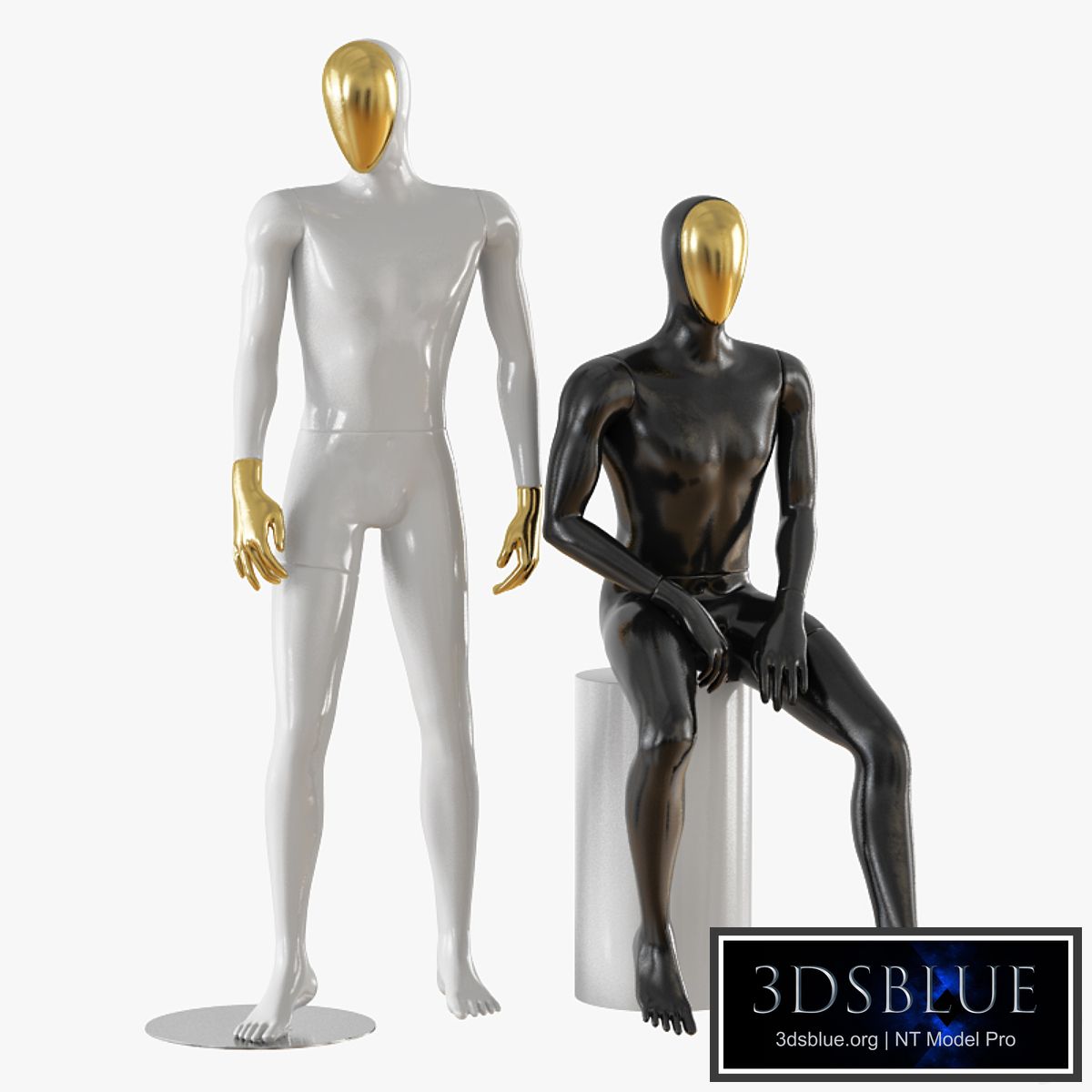 Abstract male mannequin gold face 23
