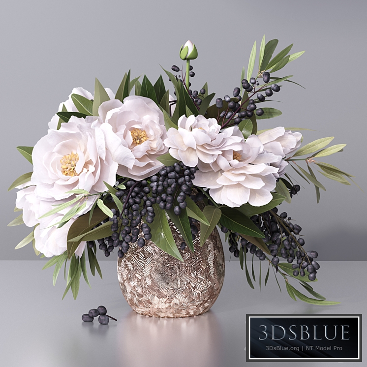 Flower Arrangement- peony grape leaf twig vase