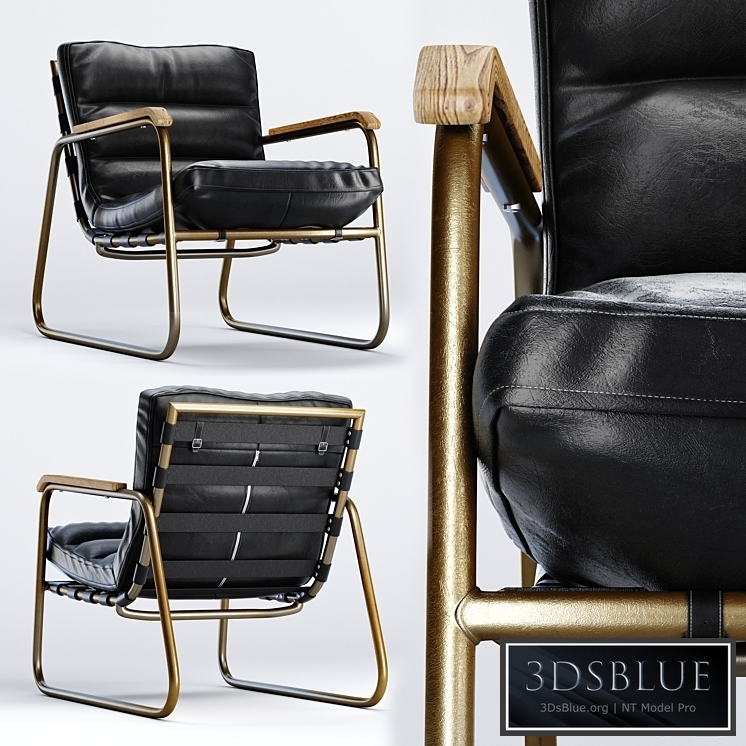 Fred Mid Century Loft Black Leather Armchair