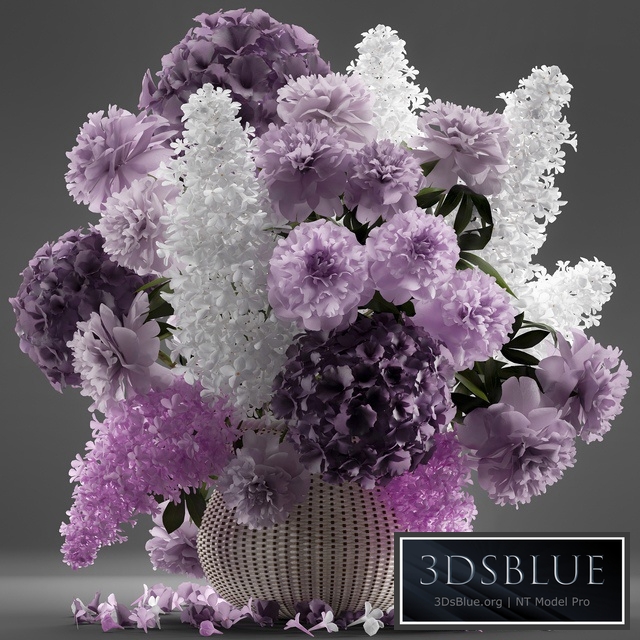 A bouquet of flowers 86. Flowers, white basket, spring flowers, rattan, hydrangea, eco design, nature decor, table decoration