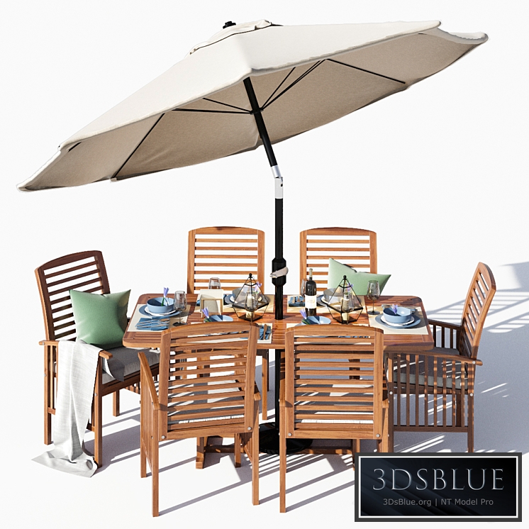 Brown Acacia 7- Piece Dining Set