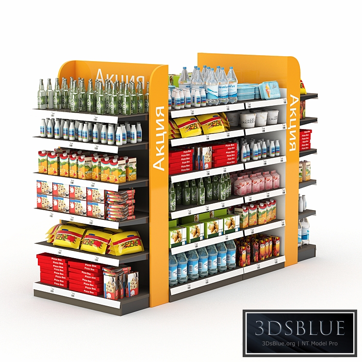 Racks for the store with filling.