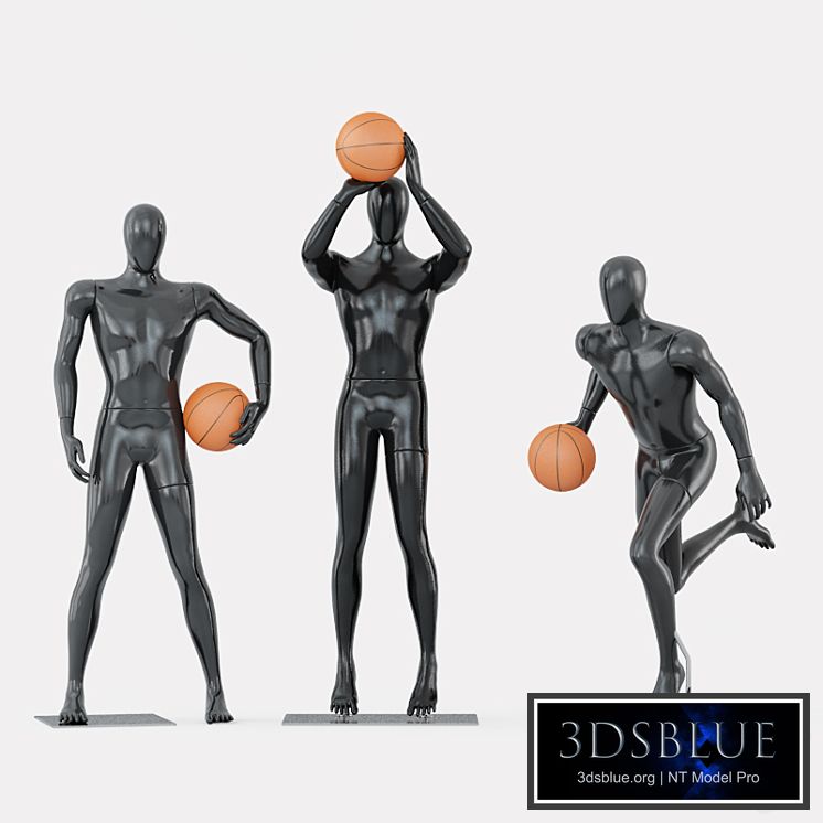 Three faceless mannequins basketball 29