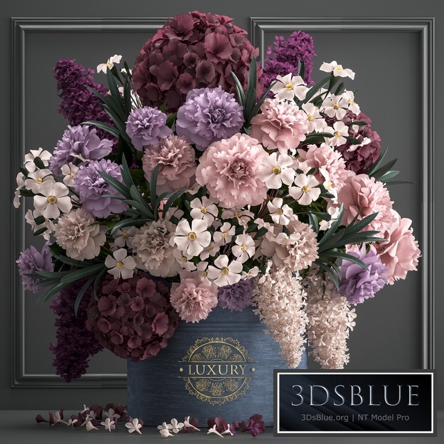 A bouquet of flowers in a gift box 87. Hydrangea, vase, peonies, oleander, decor, luxury, flowers, luxury decor, decoration, stylish, stucco, frame