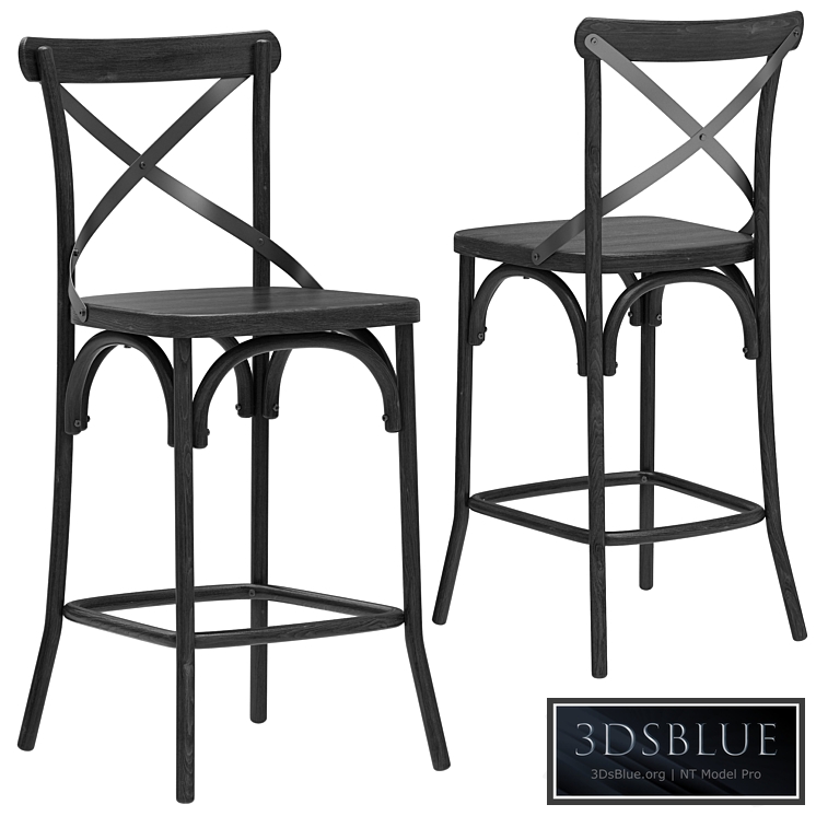 Deephouse semi-bar stool BELLA CROSS black