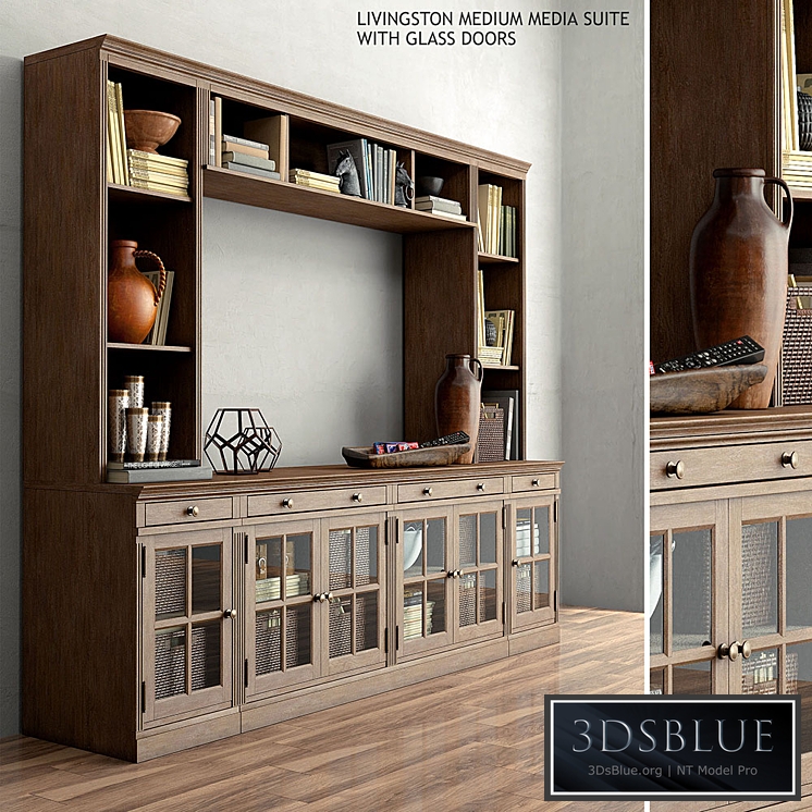 Pottery barn LIVINGSTON MEDIUM MEDIA SUITE WITH GLASS DOORS