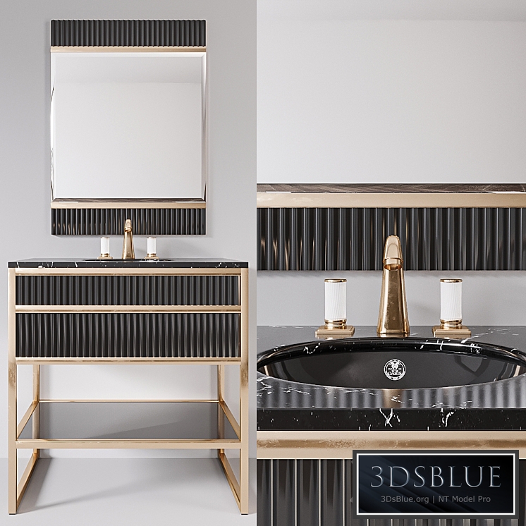 Academy nero marquinia black glass Console by Oasis Group