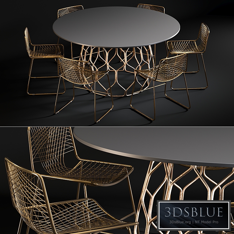 Dining Table Circuit & Chair Alpha Brass