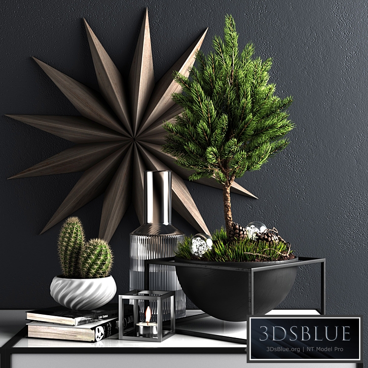 Decor set with pine tree