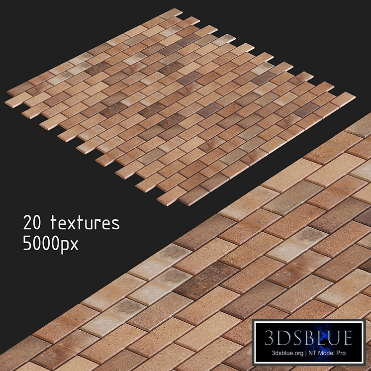 Paving slabs. 20 textures. Red