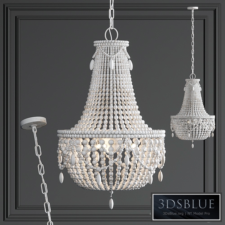 Chandelier RH Anselme White Wood Large Chandelier
