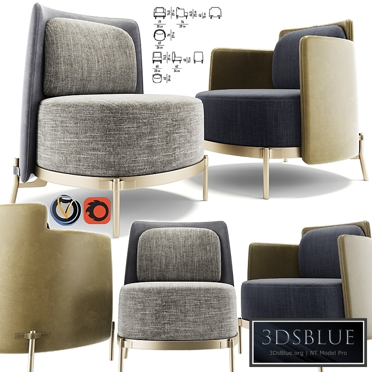 Minotti Tape Armchair Set