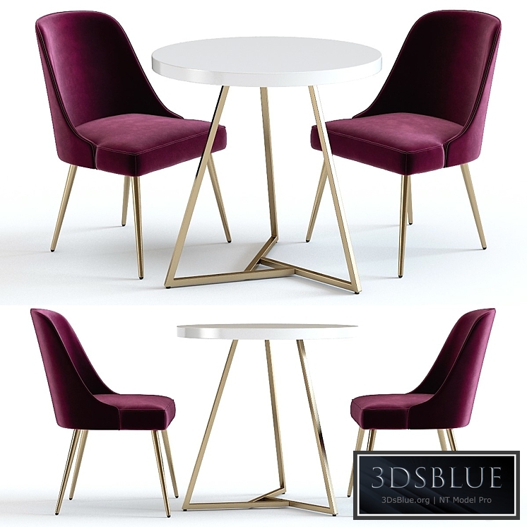 West Elm Lacquer Top Table and Mid-Century Chairs