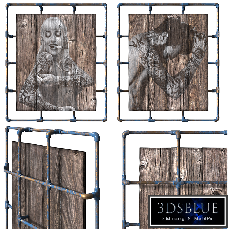 Painting on natural wooden boards. The loft-style.