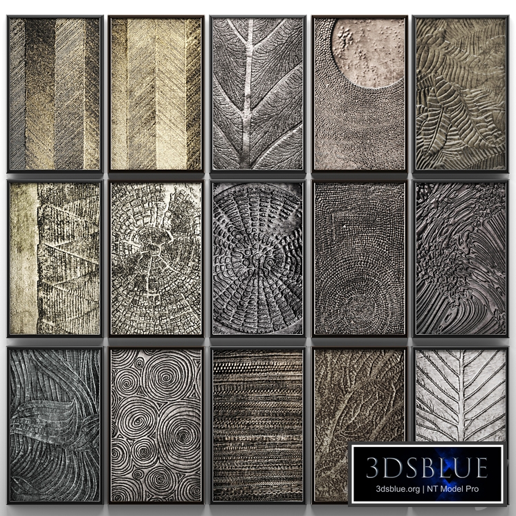 A collection of paintings. modern art. 9. wall decor, a set of paintings, luxury, metal, set, decorative, abstraction, pattern, loft, industrial style