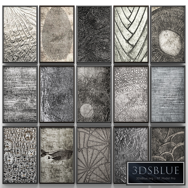 A collection of paintings. modern art. ten. wall decor, a set of paintings, luxury, metal, set, decorative, abstraction, pattern, loft, industrial style